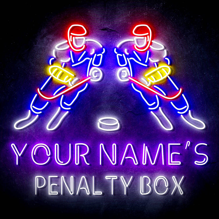 Custom Ultra-Bright Penalty Box Hockey Man Cave Bar LED Sign with Remote (Neon-Style, LED Technology) - Way Up Gifts
