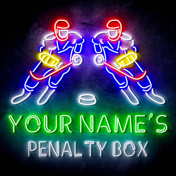 Custom Ultra-Bright Penalty Box Hockey Man Cave Bar LED Sign with Remote (Neon-Style, LED Technology) - Way Up Gifts