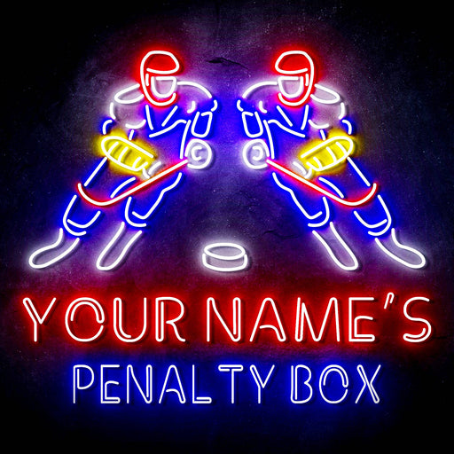 Custom Ultra-Bright Penalty Box Hockey Man Cave Bar LED Sign with Remote (Neon-Style, LED Technology) - Way Up Gifts