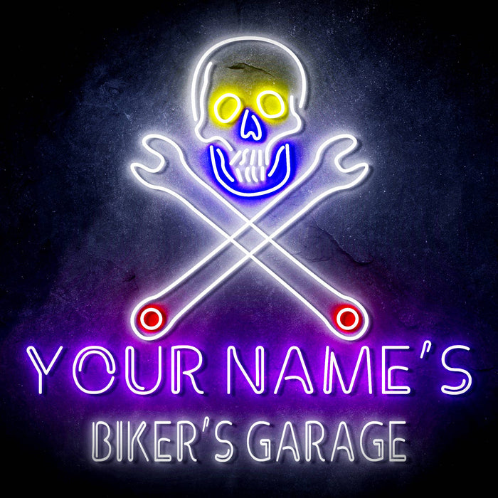 Custom Ultra-Bright Skull Tools Motorcycle Biker's Garage LED Sign with Remote (Neon-Style, LED Technology) - Way Up Gifts