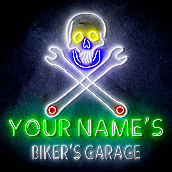 Custom Ultra-Bright Skull Tools Motorcycle Biker's Garage LED Sign with Remote (Neon-Style, LED Technology) - Way Up Gifts