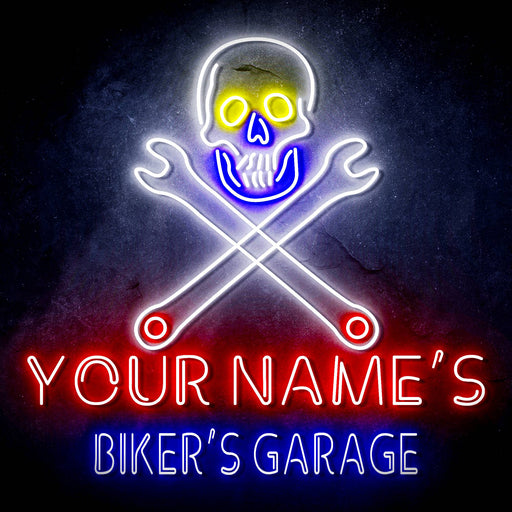 Custom Ultra-Bright Skull Tools Motorcycle Biker's Garage LED Sign with Remote (Neon-Style, LED Technology) - Way Up Gifts