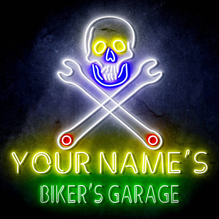 Custom Ultra-Bright Skull Tools Motorcycle Biker's Garage LED Sign with Remote (Neon-Style, LED Technology) - Way Up Gifts