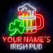 Personalized Ultra-Bright Shamrock Beer Mug Irish Pub LED Sign with Remote (Neon-Style, LED Technology) - Way Up Gifts
