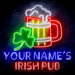 Personalized Ultra-Bright Shamrock Beer Mug Irish Pub LED Sign with Remote (Neon-Style, LED Technology) - Way Up Gifts