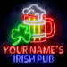 Personalized Ultra-Bright Shamrock Beer Mug Irish Pub LED Sign with Remote (Neon-Style, LED Technology) - Way Up Gifts