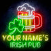 Personalized Ultra-Bright Shamrock Beer Mug Irish Pub LED Sign with Remote (Neon-Style, LED Technology) - Way Up Gifts
