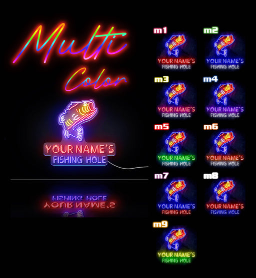 Custom Ultra-Bright Fishing Hole Cabin Man Cave LED Sign with Remote (Neon-Style, LED Technology) - LED Gift Works