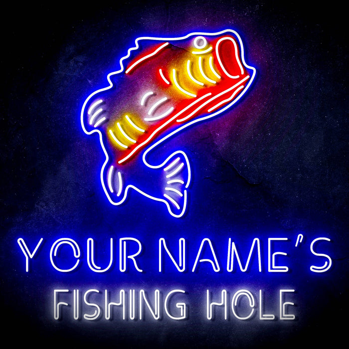 Custom Ultra-Bright Fishing Hole Cabin Man Cave LED Sign with Remote (Neon-Style, LED Technology) - Way Up Gifts