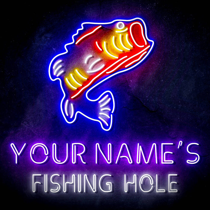 Custom Ultra-Bright Fishing Hole Cabin Man Cave LED Sign with Remote (Neon-Style, LED Technology) - Way Up Gifts