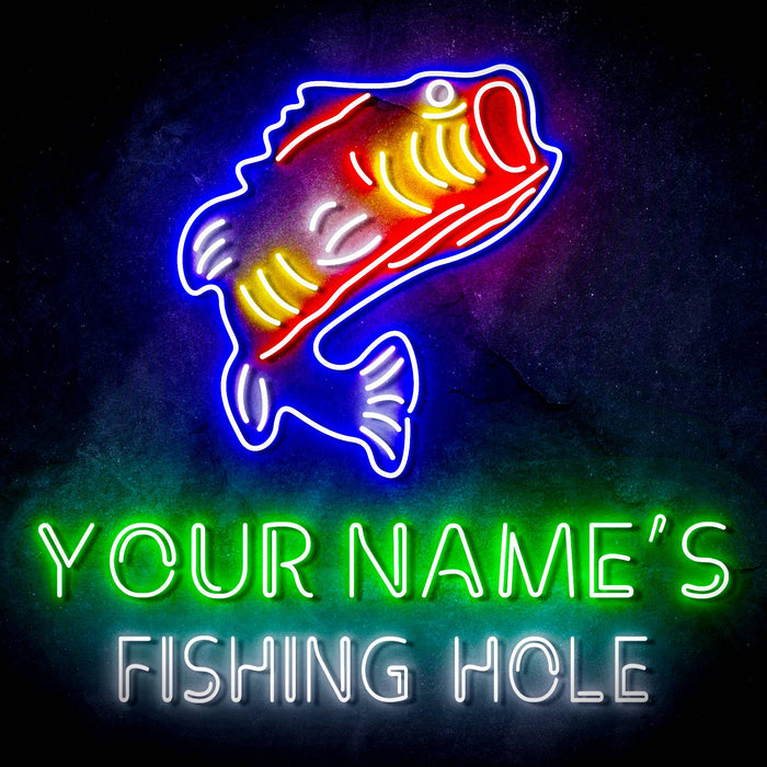 Custom Ultra-Bright Fishing Hole Cabin Man Cave LED Sign with Remote (Neon-Style, LED Technology) - Way Up Gifts
