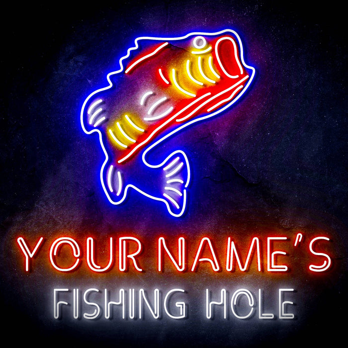 Custom Ultra-Bright Fishing Hole Cabin Man Cave LED Sign with Remote (Neon-Style, LED Technology) - Way Up Gifts