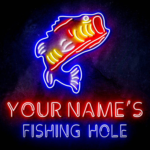 Custom Ultra-Bright Fishing Hole Cabin Man Cave LED Sign with Remote (Neon-Style, LED Technology) - Way Up Gifts