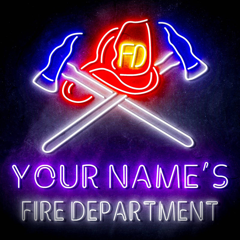 Personalized Ultra-Bright Fire Fighter Gift Fire Department LED Sign with Remote (Neon-Style, LED Technology) - LED Gift Works