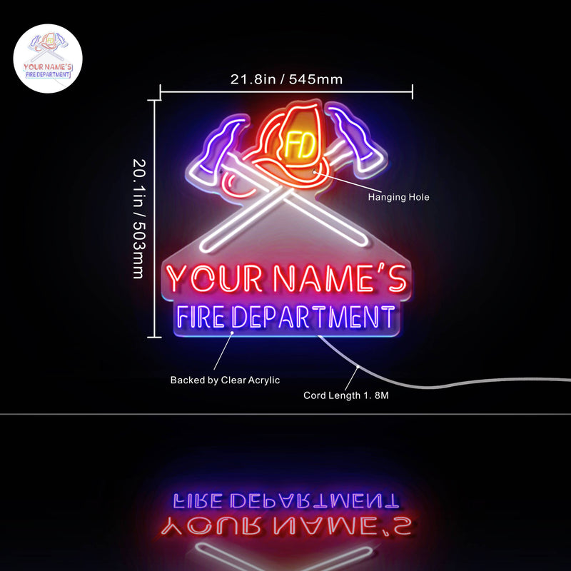 Personalized Ultra-Bright Fire Fighter Gift Fire Department LED Sign with Remote (Neon-Style, LED Technology) - LED Gift Works