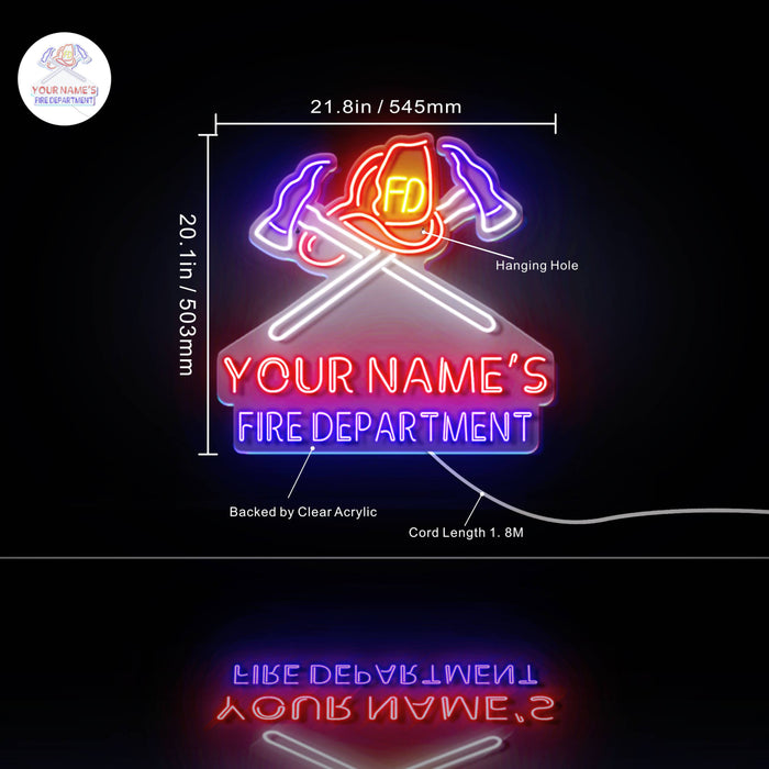 Personalized Ultra-Bright Fire Fighter Gift Fire Department LED Sign with Remote (Neon-Style, LED Technology) - Way Up Gifts