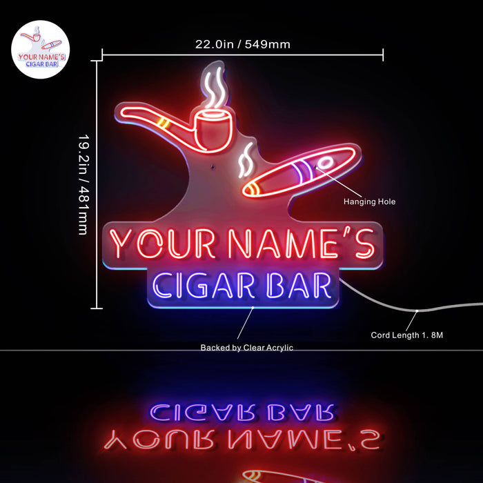 Custom Ultra-Bright Lounge Cigar Bar LED Sign with Remote (Neon-Style, LED Technology) - Way Up Gifts