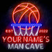 Custom Ultra-Bright Basketball Man Cave Est. Year LED Sign with Remote (Neon-Style, LED Technology) - Way Up Gifts
