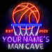 Custom Ultra-Bright Basketball Man Cave Est. Year LED Sign with Remote (Neon-Style, LED Technology) - Way Up Gifts