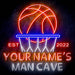 Custom Ultra-Bright Basketball Man Cave Est. Year LED Sign with Remote (Neon-Style, LED Technology) - Way Up Gifts