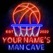 Custom Ultra-Bright Basketball Man Cave Est. Year LED Sign with Remote (Neon-Style, LED Technology) - Way Up Gifts