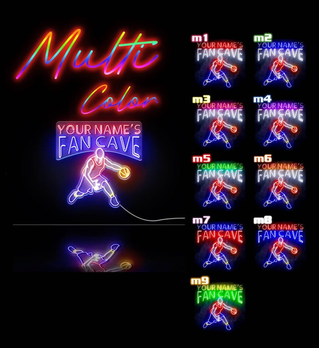 Custom Ultra-Bright Basketball Fan Cave LED Sign with Remote (Neon-Style, LED Technology) - Way Up Gifts