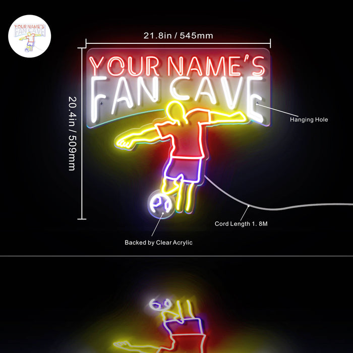 Custom Ultra-Bright Soccer Fan Cave LED Sign with Remote (Neon-Style, LED Technology) - Way Up Gifts