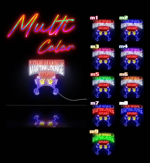 Custom Ultra-Bright Martini Lounge Bar LED Sign with Remote (Neon-Style, LED Technology) - LED Gift Works