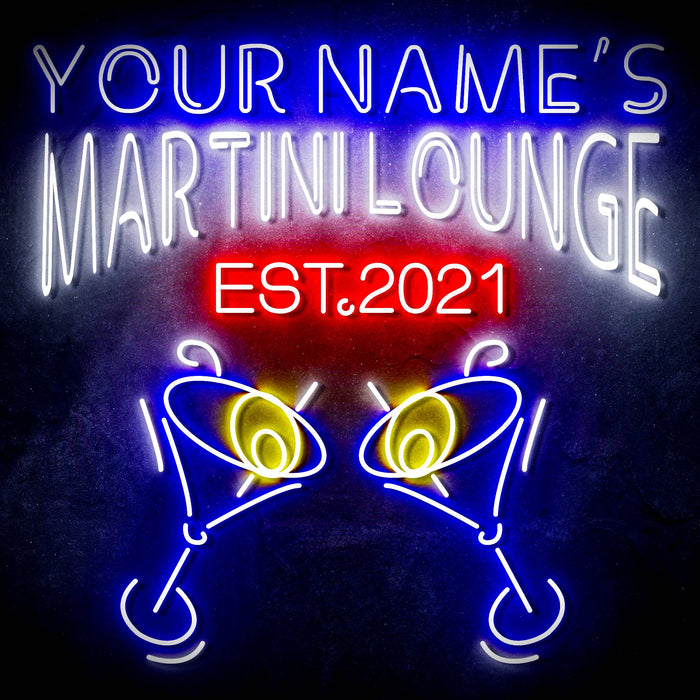 Custom Ultra-Bright Martini Lounge Bar LED Sign with Remote (Neon-Style, LED Technology) - Way Up Gifts