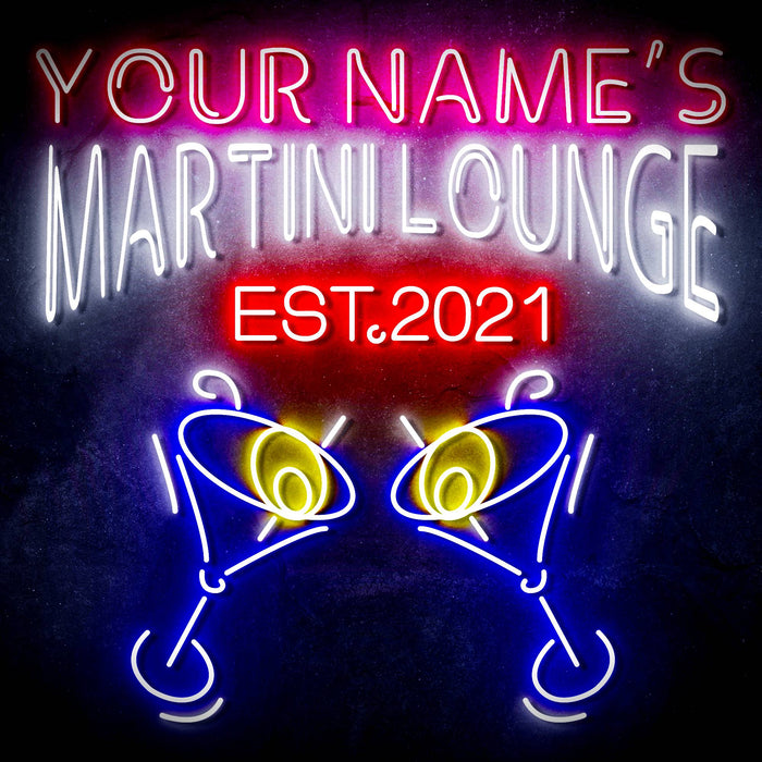 Custom Ultra-Bright Martini Lounge Bar LED Sign with Remote (Neon-Style, LED Technology) - Way Up Gifts