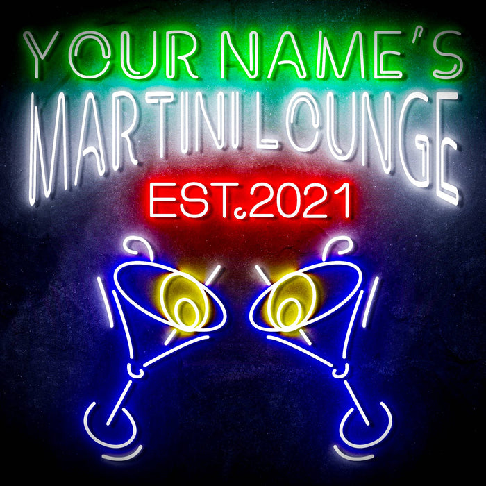 Custom Ultra-Bright Martini Lounge Bar LED Sign with Remote (Neon-Style, LED Technology) - Way Up Gifts