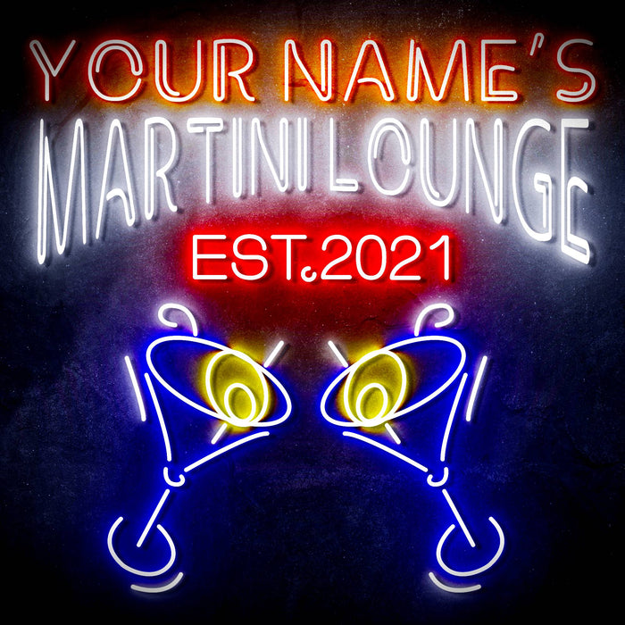 Custom Ultra-Bright Martini Lounge Bar LED Sign with Remote (Neon-Style, LED Technology) - Way Up Gifts