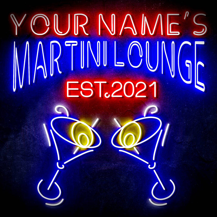Custom Ultra-Bright Martini Lounge Bar LED Sign with Remote (Neon-Style, LED Technology) - Way Up Gifts