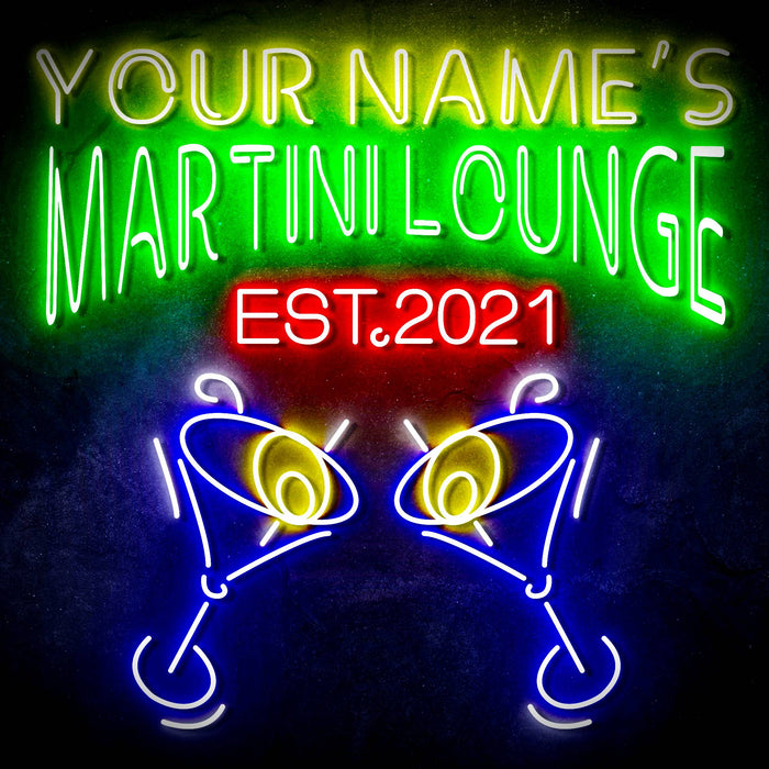 Custom Ultra-Bright Martini Lounge Bar LED Sign with Remote (Neon-Style, LED Technology) - Way Up Gifts