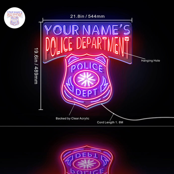 Custom Ultra-Bright Police Department LED Sign with Remote (Neon-Style, LED Technology) - Way Up Gifts