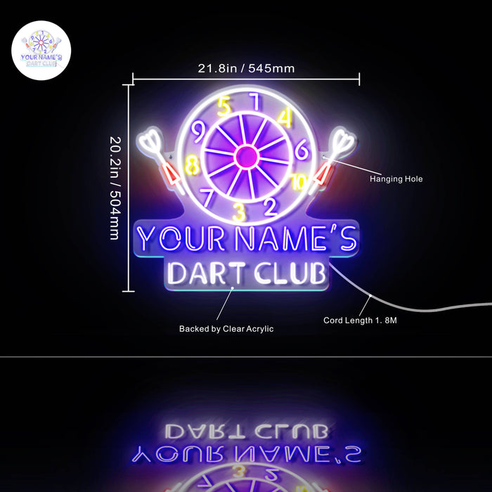 Custom Ultra-Bright Dart Club LED Sign with Remote (Neon-Style, LED Technology) - Way Up Gifts