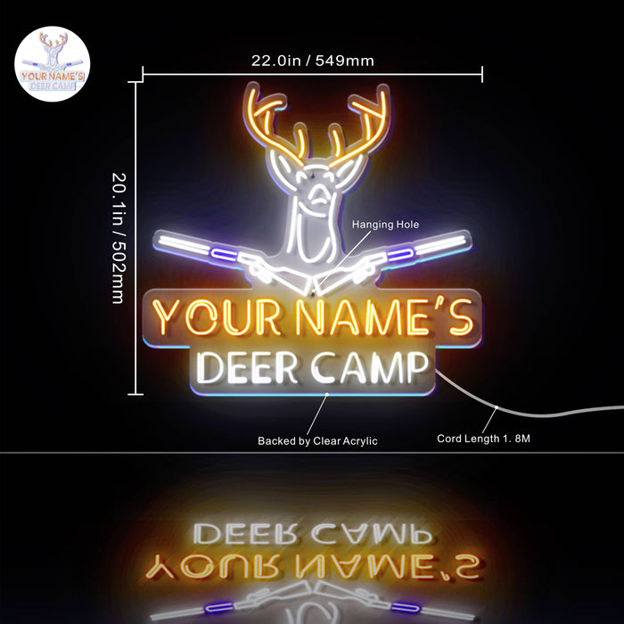 Custom Ultra-Bright Hunting Cabin Bar Deer Camp LED Sign with Remote (Neon-Style, LED Technology) - Way Up Gifts