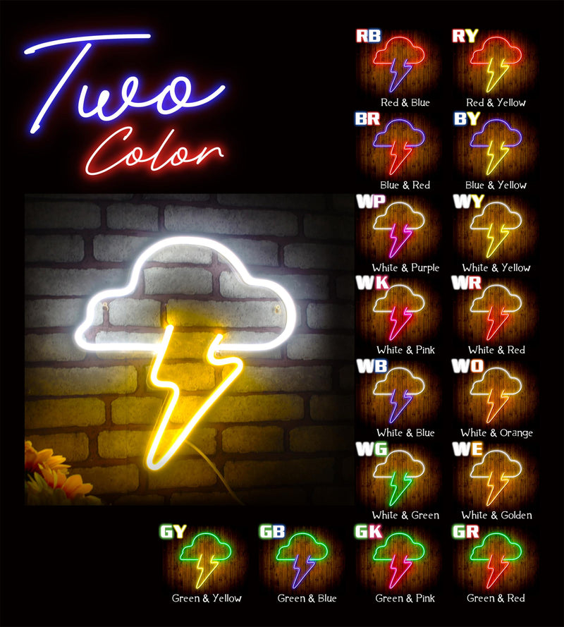 Cloud Lightning Bolt Flex Silicone LED Sign (Neon-Style, LED Technology) - LED Gift Works