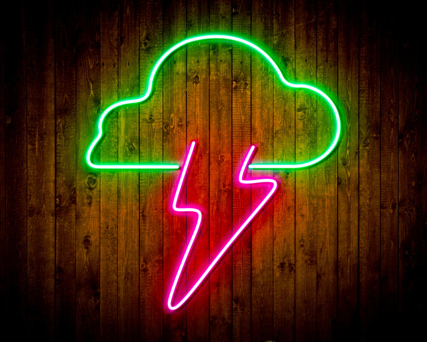 Cloud Lightning Bolt Flex Silicone LED Sign (Neon-Style, LED Technology) - Way Up Gifts