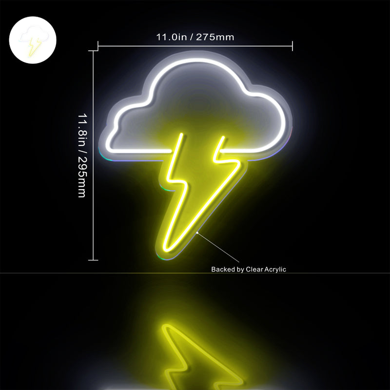 Cloud Lightning Bolt Flex Silicone LED Sign (Neon-Style, LED Technology) - LED Gift Works