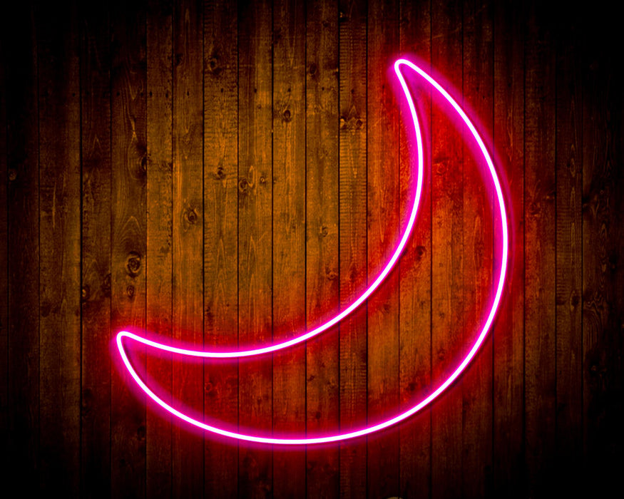 Crescent Moon Childs Room Flex Silicone LED Sign (Neon-Style, LED Technology) - Way Up Gifts
