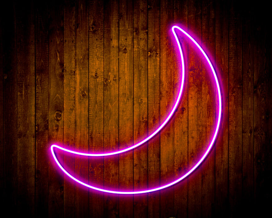 Crescent Moon Childs Room Flex Silicone LED Sign (Neon-Style, LED Technology) - Way Up Gifts