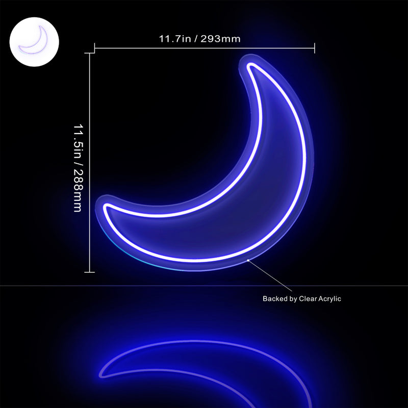 Crescent Moon Childs Room Flex Silicone LED Sign (Neon-Style, LED Technology) - LED Gift Works