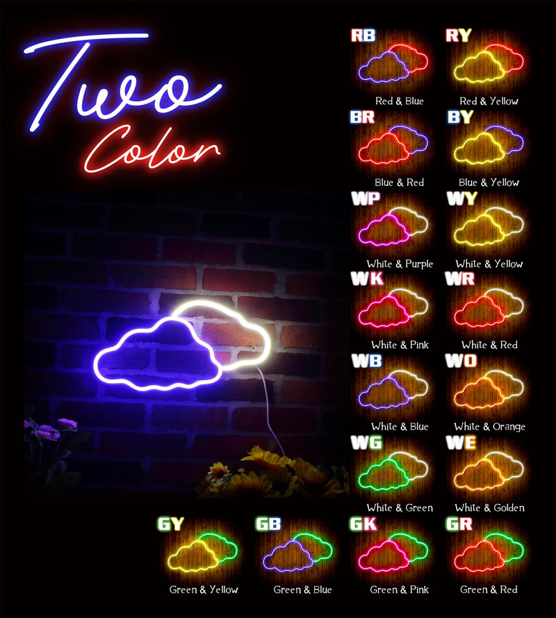 Two Clouds Sky Room Light Flex Silicone LED Sign (Neon-Style, LED Technology) - LED Gift Works