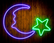 Star and Moon Room Light Flex Silicone LED Sign (Neon-Style, LED Technology) - LED Gift Works