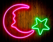 Star and Moon Room Light Flex Silicone LED Sign (Neon-Style, LED Technology) - LED Gift Works