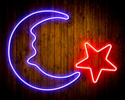 Star and Moon Room Light Flex Silicone LED Sign (Neon-Style, LED Technology) - LED Gift Works