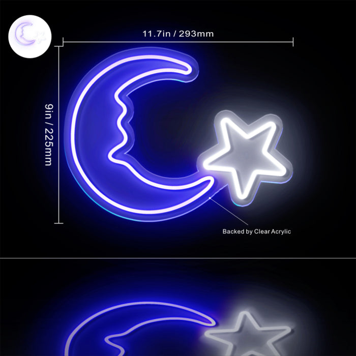 Star and Moon Room Light Flex Silicone LED Sign (Neon-Style, LED Technology) - Way Up Gifts