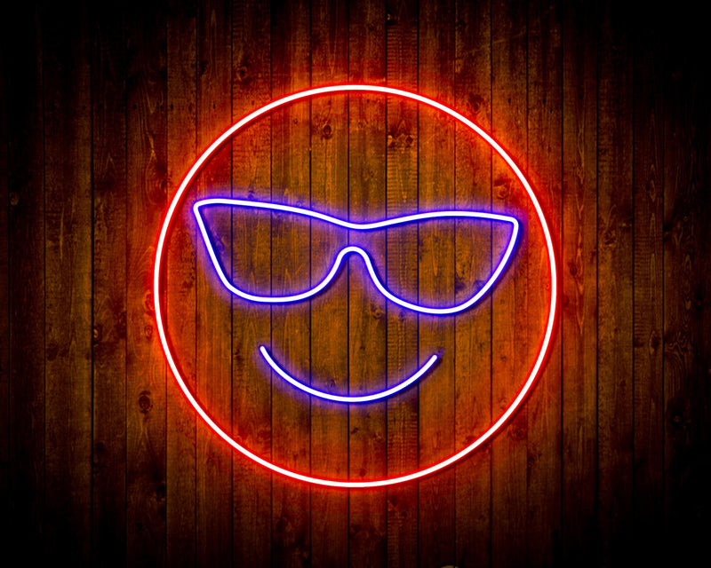 Smiley Face with Sunglasses Emoji Flex Silicone LED Sign (Neon-Style, LED Technology) - LED Gift Works