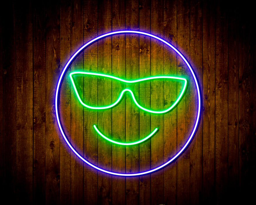Smiley Face with Sunglasses Emoji Flex Silicone LED Sign (Neon-Style, LED Technology) - Way Up Gifts